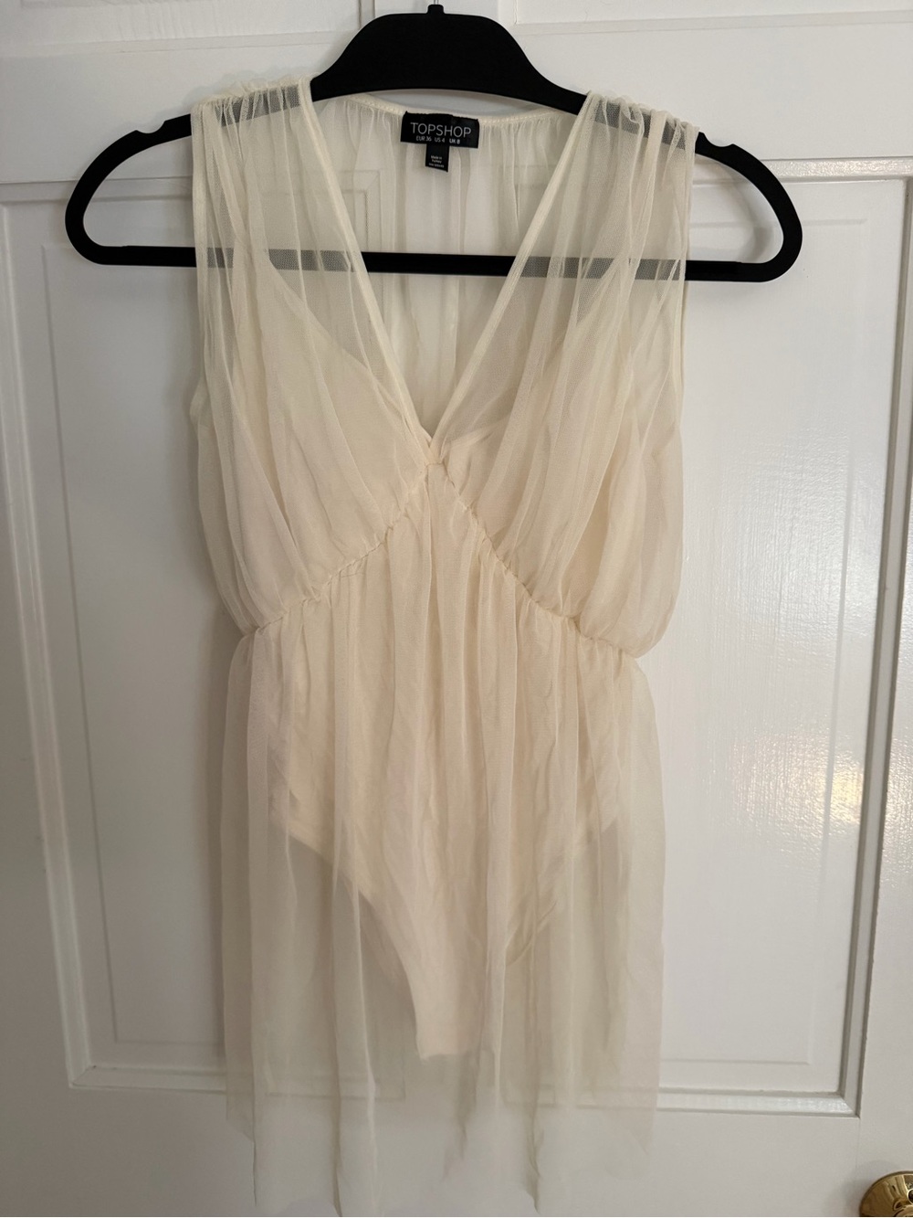 TOPSHOP Sheer Cream Tulle Romper